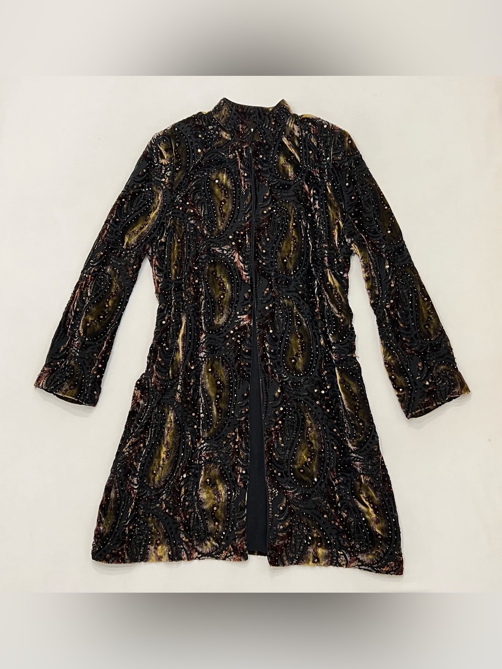 Vintage Neiman Marcus Beaded Burnout Velvet Devore Paisley Jacket Sz M Boho Luxe